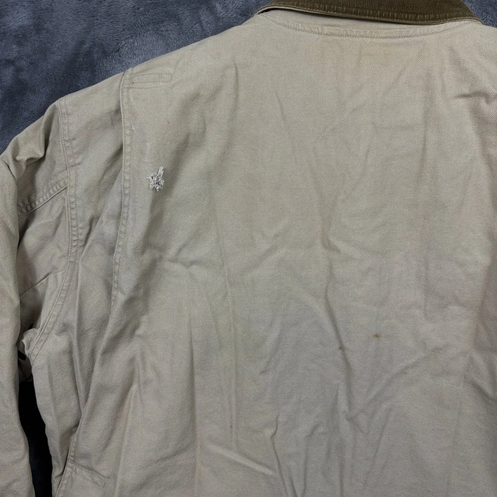 LL Bean Field Coat Mens L Tan Good Flannel Lined Canvas Corduroy Barn Jacket